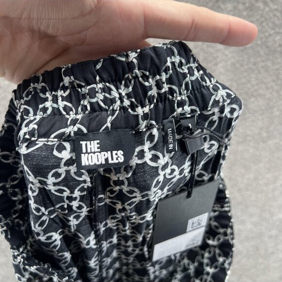 The Kooples Pants Womens 1 Black White Chain Print Pull On Elastic Trousers - Picture 8 of 11